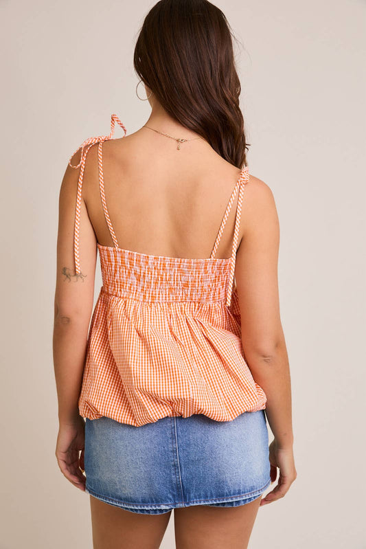 Tie Strap Bubble Hem Top